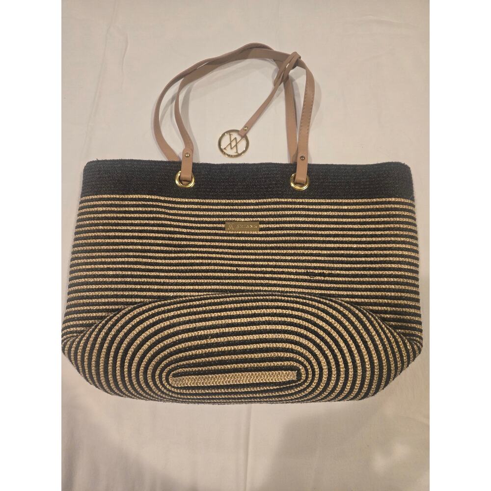 Amiani Large Black and Gold Womens Tote Bag Purse